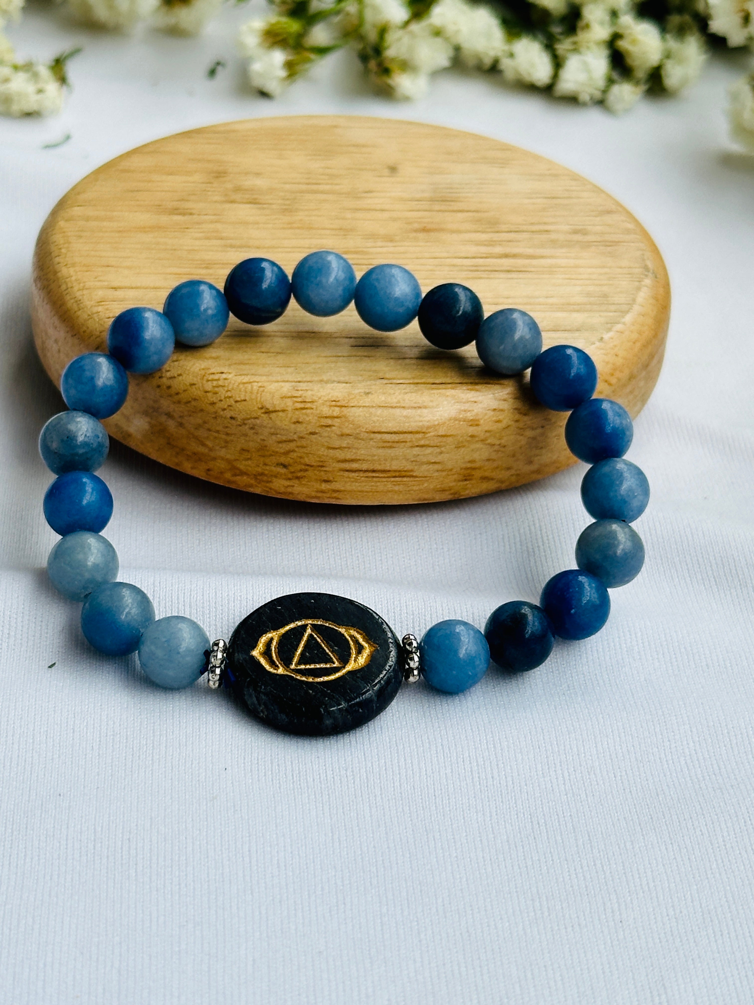 Improve Good Communication Skills: Blue Aventurine Bracelet - Abhimantrit & Certified